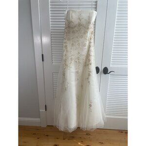 Wtoo Brides by Watters Strapless Ivory Embroidered Wedding Dress Gown Sz 10 NWT